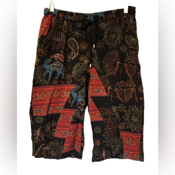 Coofandy Long shorts. Black with embroidered style print. - Picture 3 of 9